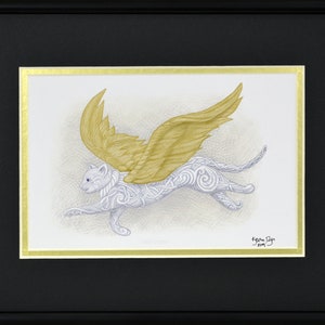 Flight of Fancy Framed Digital Print Flying Cat Cat Angel 8 x 10 image 2