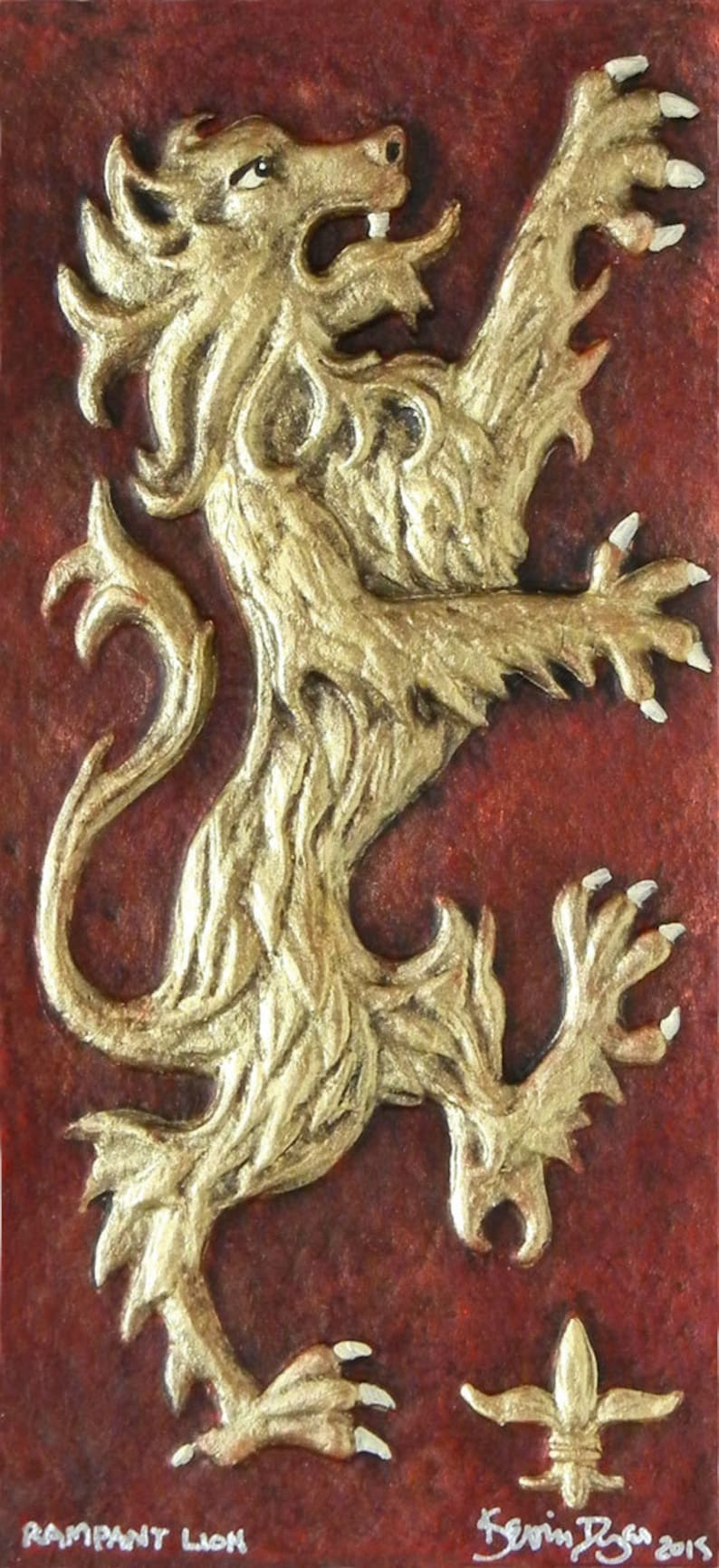 Rampant Lion Cast Paper Celtic art Emblem of Scotland | Etsy