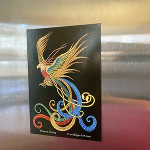 Phoenix Rising Die-Cut Magnet Fantasy Aesthetic Art Firebird Mythology image 2