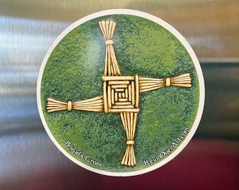 Brigid's Cross Die-Cut Magnet | Traditional Irish Celtic Gift | Saint of Ireland | Kitchen Blessing | Sun Wheel