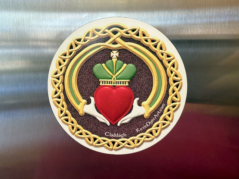 Claddagh Die-Cut Magnet Irish Hands Heart Crown Love Friendship Loyalty Romantic Traditional Ireland Gift image 1