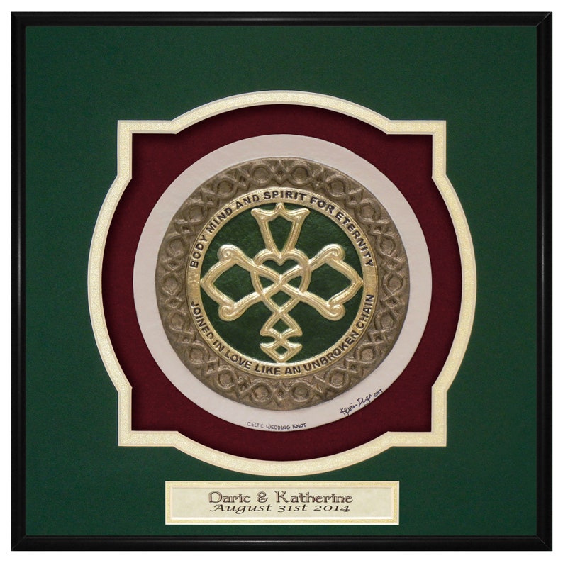 Personalized Celtic Wedding Knot Cast Paper Celtic Blessing wedding gift Irish art Celtic art Scottish art Green-Gold-Maroon