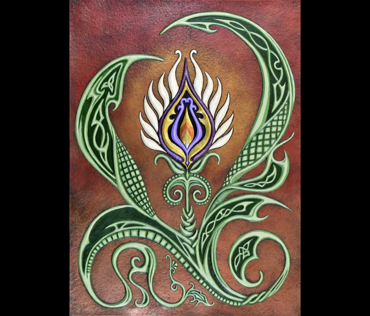 Flowering Cast Paper Celtic flower fantasy floral celtic knot