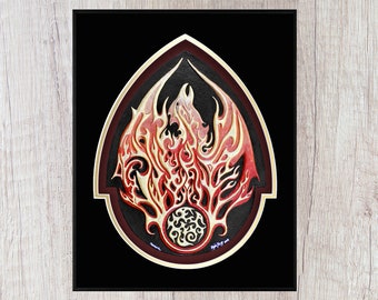Phoenix - Cast Paper - Fantasy art - Phenix - Greek Mythology - Bennu - Fire - Solar
