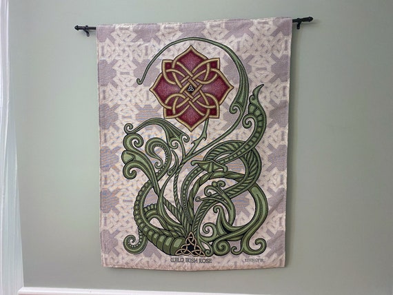 Wild Irish Rose 26 X 36 Woven Tapestry Celtic Knot Aesthetic Wall Decor Jacquard Heirloom Hanging Fine Art Traditional Gift Etsy