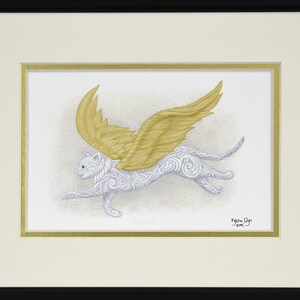 Flight of Fancy Framed Digital Print Flying Cat Cat Angel 8 x 10 image 5