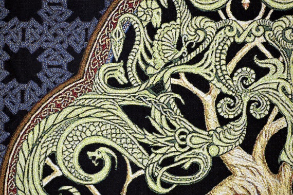 Arbre De Vie Celtique 25 X 35 Tissé Tapisserie Irlandais écossais Yggdrasil