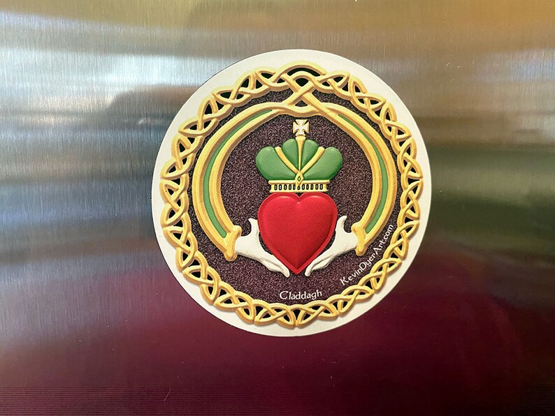 Claddagh Die-Cut Magnet Irish Hands Heart Crown Love Friendship Loyalty Romantic Traditional Ireland Gift image 3