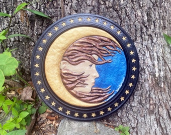 Moon Child - Cast Paper Kevin Dyer - Celestial Aesthetic wall decor lunar stars divine ethereal heavenly otherworldly spiritual unique