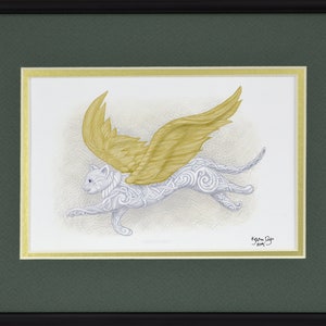 Flight of Fancy Framed Digital Print Flying Cat Cat Angel 8 x 10 image 3