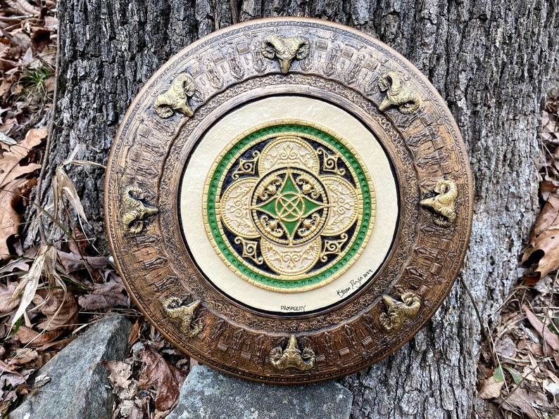 Celtic Ring of Prosperity Cast Paper Kevin Dyer Blessing Scottish Irish Welsh Norse Good Luck Dimensional Aesthetic Wall Hanging Decor Green