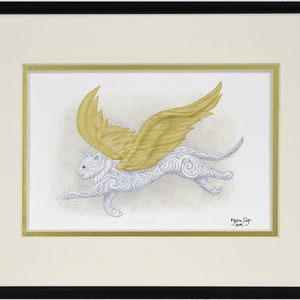 Flight of Fancy Framed Digital Print Flying Cat Cat Angel 8 x 10 image 1