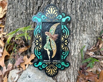 Dancing Fairy - Cast Paper Kevin Dyer - Fantasy Art Fae Wings Red Hair Celtic Aesthetic Hanging Wall Decor Whimsical Myth Mystical Magical