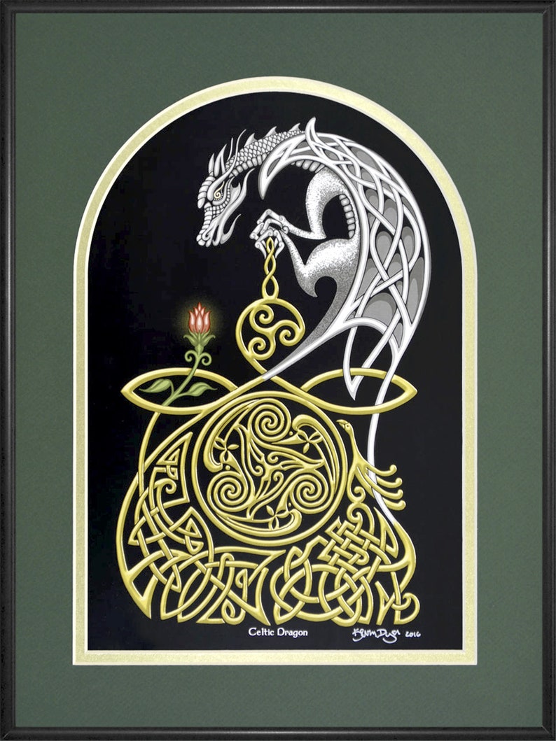 Celtic Dragon Framed Digital Art Print 11 x 14 Fantasy gift Irish image 6