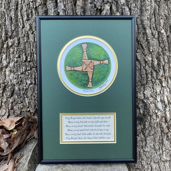 Brigid's Cross - Signed Art Print with Blessing | Traditional Irish Celtic Gift | Saint of Ireland | Sun Wheel | Aesthetic Wall Decor