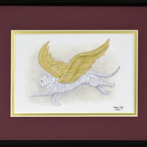 Flight of Fancy Framed Digital Print Flying Cat Cat Angel 8 x 10 image 4