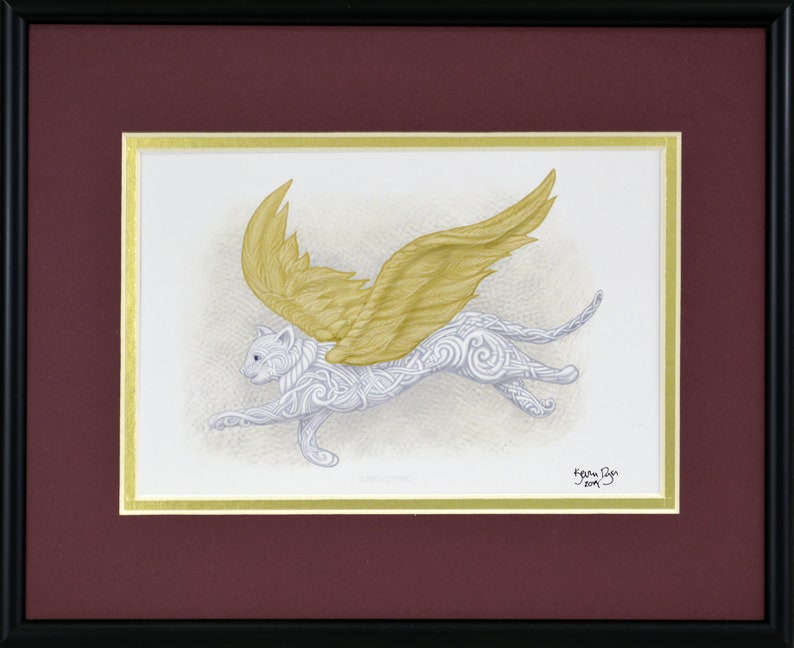 Flight of Fancy Framed Digital Print Flying Cat Cat Angel 8 x 10 image 4