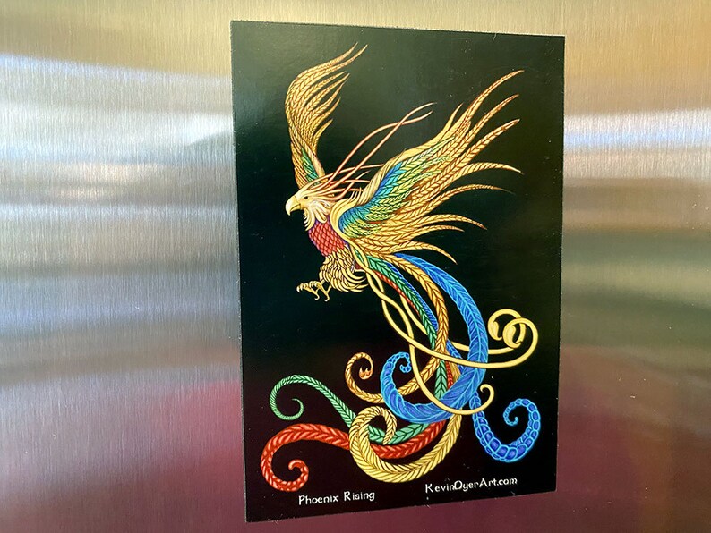 Phoenix Rising Die-Cut Magnet Fantasy Aesthetic Art Firebird Mythology image 4