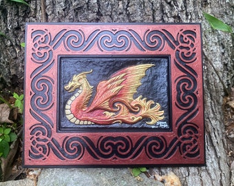 Water Dragon -  Cast Paper by Kevin Dyer  - Fantasy art Sea Dragon Drake Draco Unique Handmade Aesthetic Wall Decor Mystical Elemental