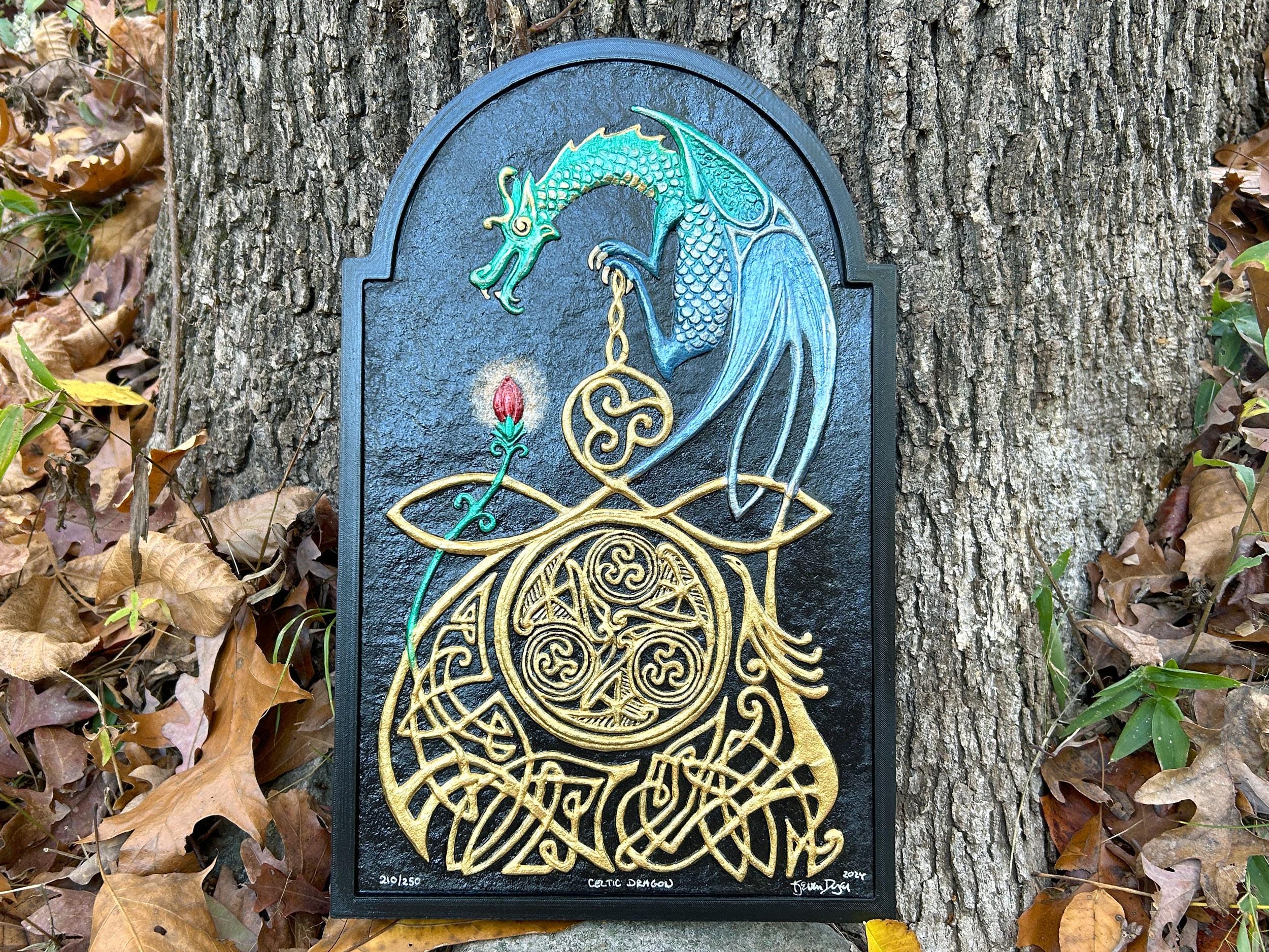 Celtic Dragon - Cast Paper - Fantasy art - Celtic Dragon - Drake - Draco - Celtic Drake