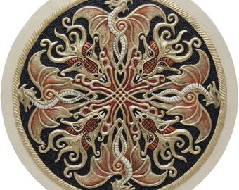 Dragon Shield - Cast Paper - Fantasy art - Celtic Dragon - Drake - Draco - Celtic Drake