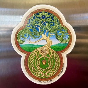 Celtic Die-Cut Magnet 6 pack Irish Scottish Yggdrasil Celtic Raven Tree of Life Thistle Cat image 2