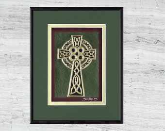 Celtic High Cross - Cast Paper - Celtic Blessing - Irish art - Scottish art - Irish gift - Celtic Cross - Ireland