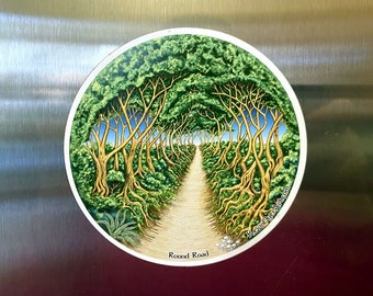 Round Road Die-Cut Magnet | Celtic Irish Scottish Welsh Landscape