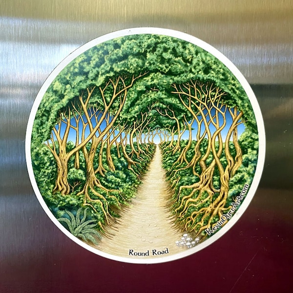 Round Road Die-Cut Magnet | Celtic Irish Scottish Welsh Landscape