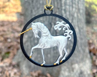 Unicorn Ornament - Christmas - Fantasy - Magical - Mythical - Whimsical-  3d Printed