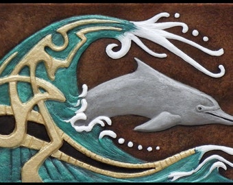 Dream of the Dolphin  - Cast Paper - Water - Porpoise - Wall art - Marine life