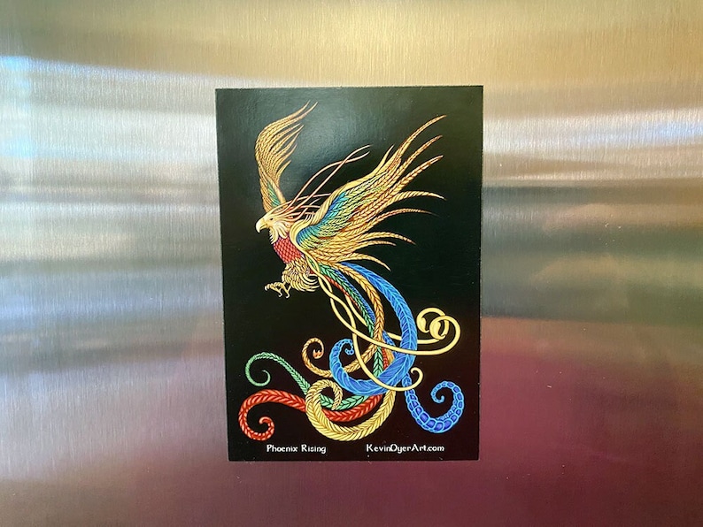 Phoenix Rising Die-Cut Magnet  Fantasy Aesthetic Art  image 1