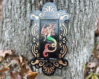 Siren  - Hand Painted Cast Paper Kevin Dyer - Fantasy Art Mermaid  Hanging Wall Decor Whimsical