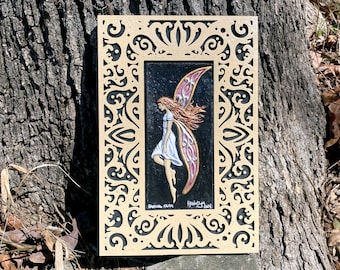 Dancing Fairy - Cast Paper Kevin Dyer - Fantasy Art Fae Wings Red Hair Celtic Aesthetic Hanging Wall Decor Whimsical Myth Mystical Magical