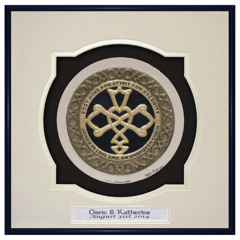 Personalized Celtic Wedding Knot Cast Paper Celtic Blessing wedding gift Irish art Celtic art Scottish art Cream-Gold-Black