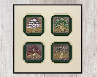 Four Seasons - Cast Paper - Alberi - Stagioni - Primavera, Estate, Autunno e Inverno