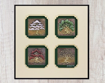 Four Seasons - Cast Paper - Trees - Seasons - Spring, Summer, Autumn and Winter