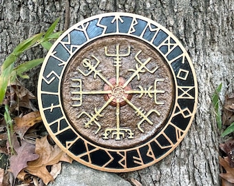 Vegvísir - Cast Paper Kevin Dyer Celtic Norse Mythological Compass Icelandic dimensional aesthetic hanging wall decor unique