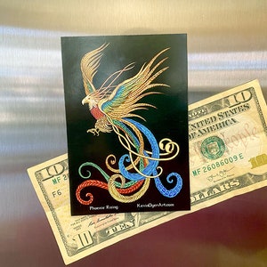 Phoenix Rising Die-Cut Magnet Fantasy Aesthetic Art Firebird Mythology image 3