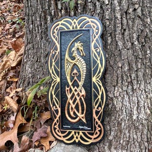 Guardian - The Protector Dragon - Cast Paper by Cast Paper - Fantasy art Celtic Knot Irish Scottish Norse Viking Welsh Aesthetic Wall Decor