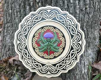 Scottish Thistle - Cast Paper Kevin Dyer - Celtic Emblem of Scotland Scotch Clansman Highland Aesthetic Wall Decor Hanging Purple Flower