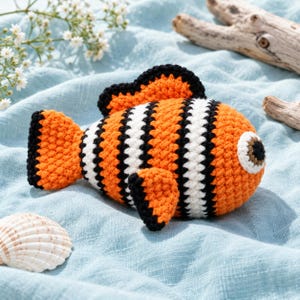 Crochet Clownfish Pattern PDF, Amigurumi Fish Toy, US Crochet Terms