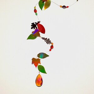 Autumn Leaves Suncatcher, Crystal Suncatcher, Fall Decor, Holographic Suncatcher, Rainbow Prism,Window Decoration, Light Catcher, Home Decor