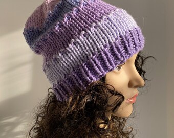 Purple Slouchy Hat for Women, Made With a Medium Weight Yarn  display picture 1