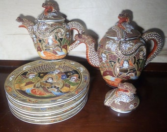 Vintage Tea Set Dragon and the Immortals  China