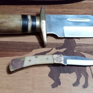 Vintage Timber Rattler Bowie Knife with Folding Knife
