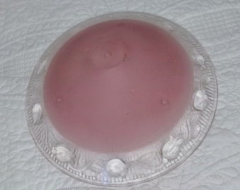 Plafonnier rose vintage en verre avec abat-jour feuilles rose clair 3 trous 25 cm
