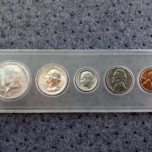 Juego de monedas de 1964 Choice Brilliant Uncirculated - Juego de 5 monedas vintage Brillo -- Año de nacimiento --