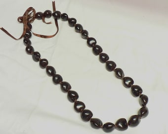 KUKUI NUT Lei Necklace, Candlenut from Hawaii 32&quot; long nut beads