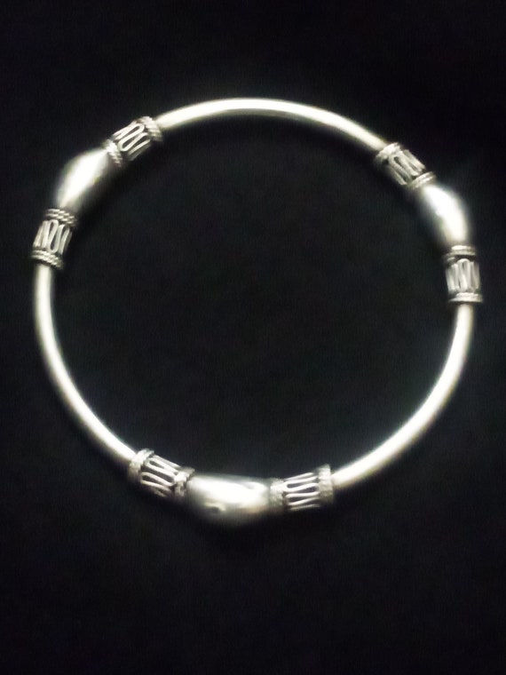 Vintage Ethnic Bangle Silver Bracelet - image 3